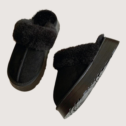 Women's Warm Plush Slip-on Platform Slippers